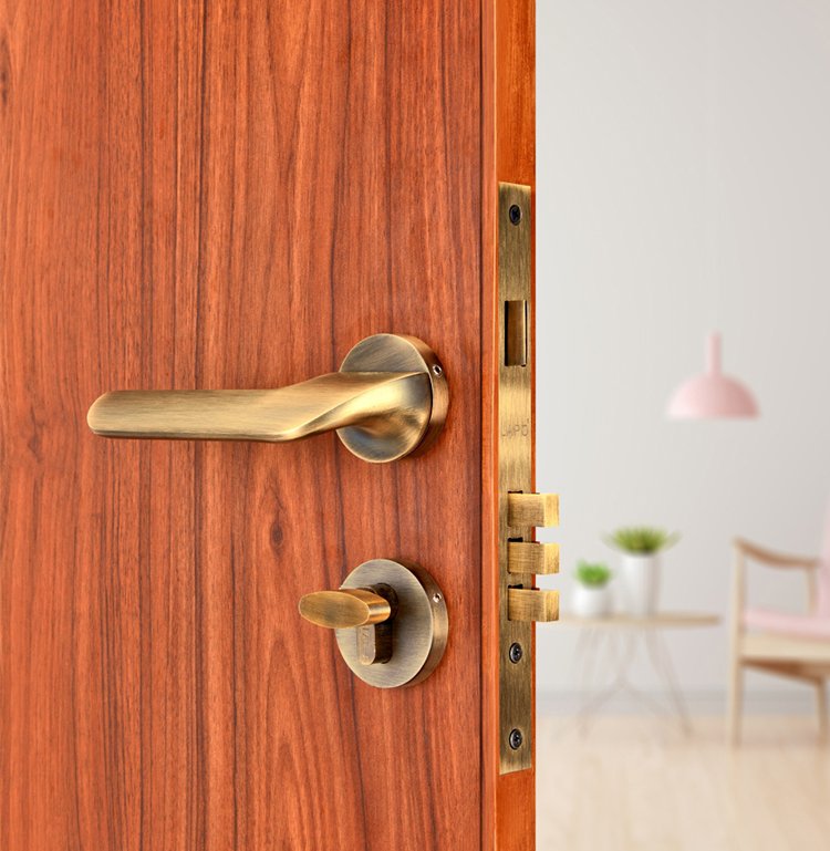 Luxury golden door handle with a sleek design for stylish doors